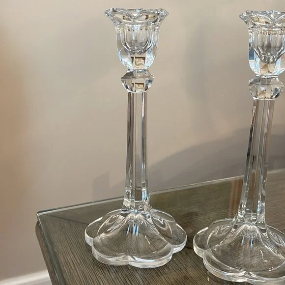 1983 Ebeling & Reuss Co, Full Lead Crystal Floral Candlesticks, Pair - Picture 2 of 16